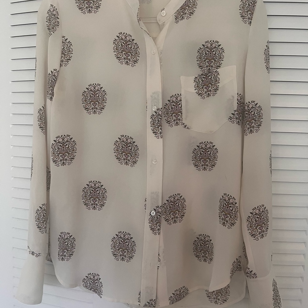 A.L.C. Beige Floral Button Down Shirt